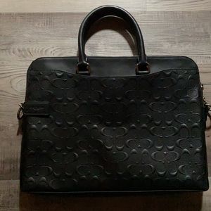 Coach Briefcase EUC Black Leather Embossed